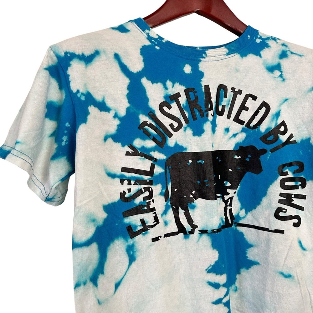 Distracted By Cows Crop Tye Dye Tee Youth L